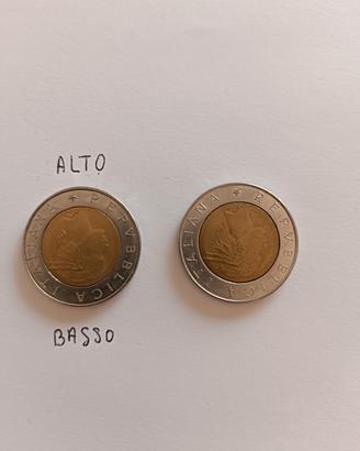 Coppia monete 500 lire Italiane 100 Banca d'Italia