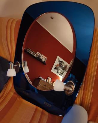 Specchio da parete per bagno VECA blu vintage 70