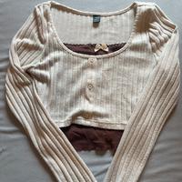 Top shein coquette beige