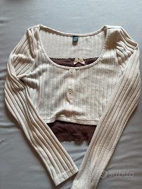 Top shein coquette beige