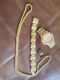 Completo iced out lamina oro orologio Venduto