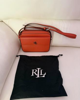 Borsa in pelle arancione Lauren Ralph Lauren