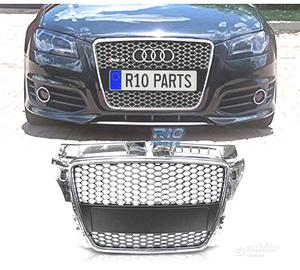 GRIGLIA AUDI A3 8P 8PA 08-12 LOOK RS CROMATO NERO