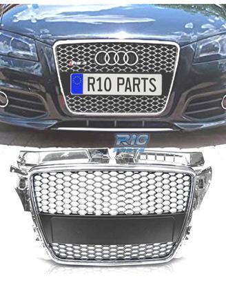 GRIGLIA AUDI A3 8P 8PA 08-12 LOOK RS CROMATO NERO