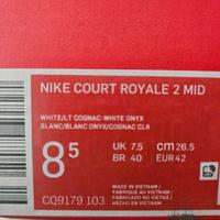 Nike court royale 2 mid white/cognac taglia eur 42