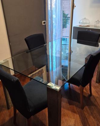 tavolo in vetro + 4 sedie Calligaris