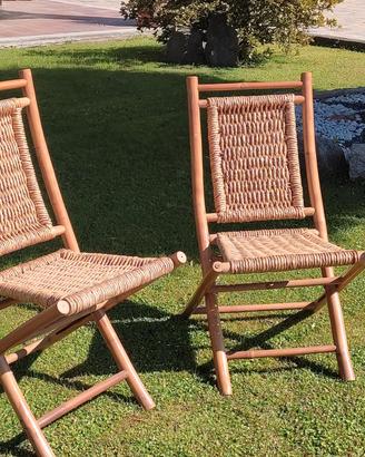 6 Sedie da giardino in bambù pieghevoli