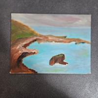 Quadro dipinto olio su tavola lungomare