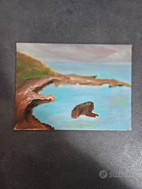 Quadro dipinto olio su tavola lungomare