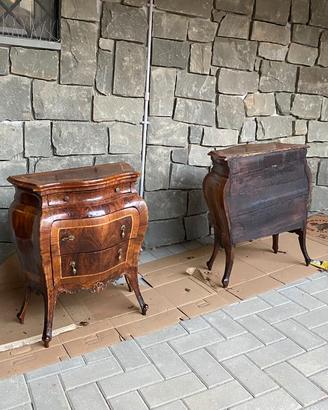 Coppia comodini antichi in noce bionda  fine ’800