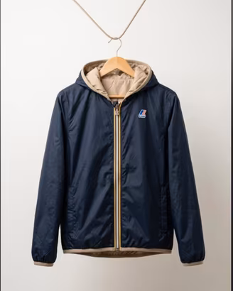 Giacca K-Way Reversibile Blu Scuro / Beige 