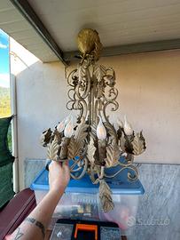 Lampadario soffitto antiquariato shabby candelabro