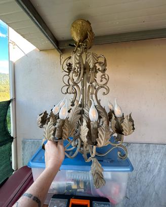 Lampadario soffitto antiquariato shabby candelabro