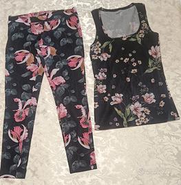 COMPLETO TEZENIS DONNA MIS M,LEGGINGS E TOP 