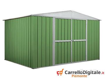 Casetta giardino acciaio 360x260 9mq verde chiaro