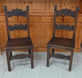2 sedie in legno massello vintage