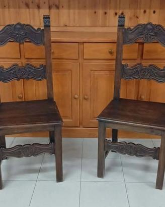 2 sedie in legno massello vintage