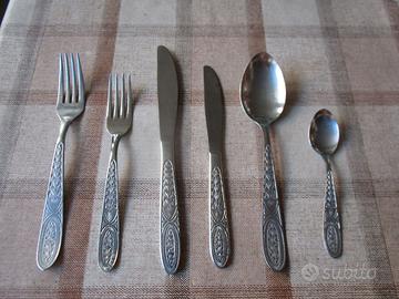 servizio posate in acciaio vintage da 12 con 72 pz