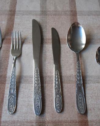 servizio posate in acciaio vintage da 12 con 72 pz