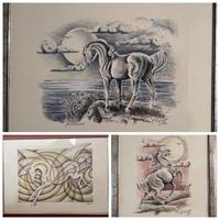 Quadri a tema cavalli china acquarellata