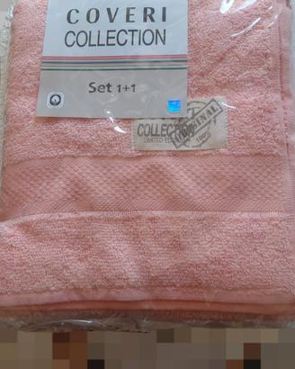 Set Asciugamani Coveri Collection 1+1 Nuovo Rosa 