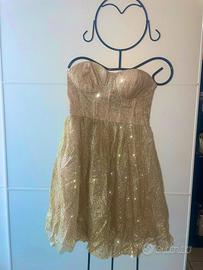 Vestito corto color oro