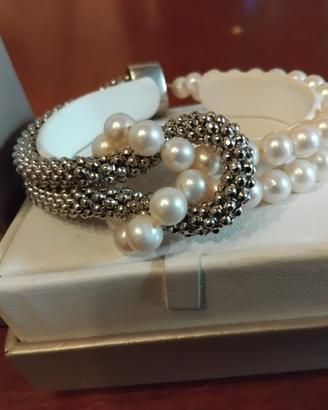 Bracciale e orecchini donna MILUNA Arg. 925 e perl