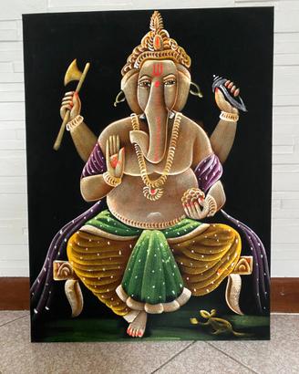 Ganesha tela su cornice in legno