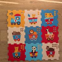 Tappeto puzzle treno animali per bambini 90x90
