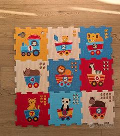 Tappeto puzzle treno animali per bambini 90x90