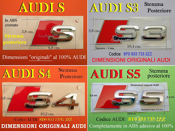 AUDI S S3 S4 S5 STEMMA POSTERIORE in ABS Emblema