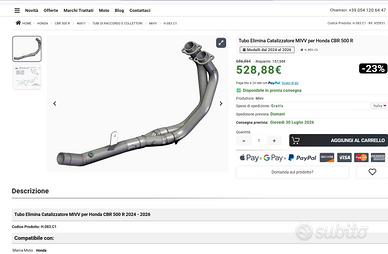 Tubo Elimina Catalizzatore MIVV per Honda CBR 500R