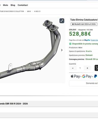 Tubo Elimina Catalizzatore MIVV per Honda CBR 500R
