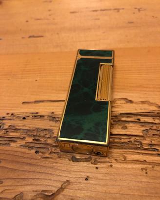 Accendino a gas Dunhill, anni '70, verde e oro.