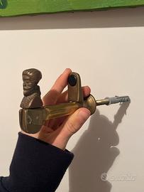 Ferma persiane in ottone vintage con testa