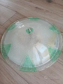 plafoniera in vetro verde 