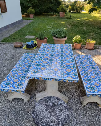 tavolo+panchine da giardino in cemento 