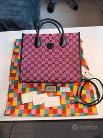 Borsa Gucci Tote Piccola GG Multicolor Rosa/Nera