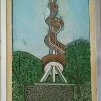 Quadro Con Mosaici in vetro Paesaggio con Torre