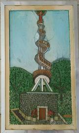 Quadro Con Mosaici in vetro Paesaggio con Torre
