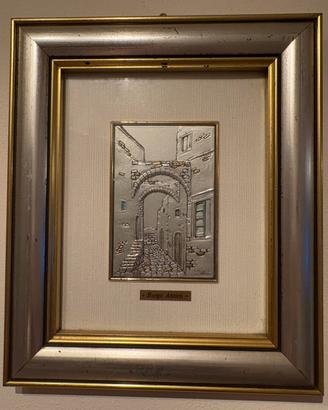 Quadro Borgo Antico, placcato Argento e oro, c. g