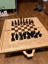 Scacchi in legno valigia/tavolino