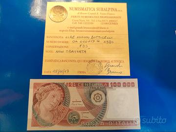 50000 lire botticelli Periziata fds banconota lira