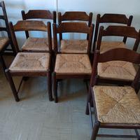 Sedie in legno con seduta in paglia