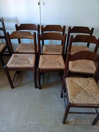 Sedie in legno con seduta in paglia