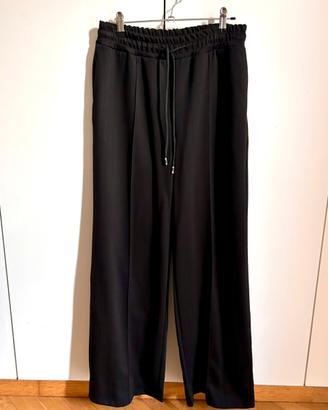 Pantalone nero gessato con coulisse in vita