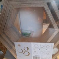 Tris Mensole esagonali legno  rovere