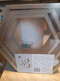 Tris Mensole esagonali legno  rovere