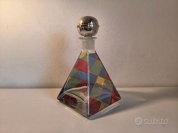 Decanter piramidale in vetro artistico decorato