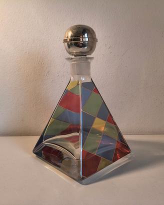 Decanter piramidale in vetro artistico decorato